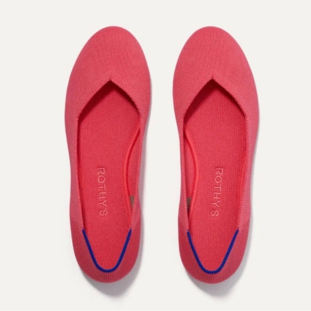 Rothy's Red Flats with Blue Accent